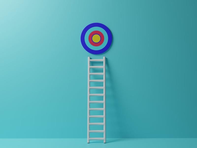 Step ladder leading up to a target