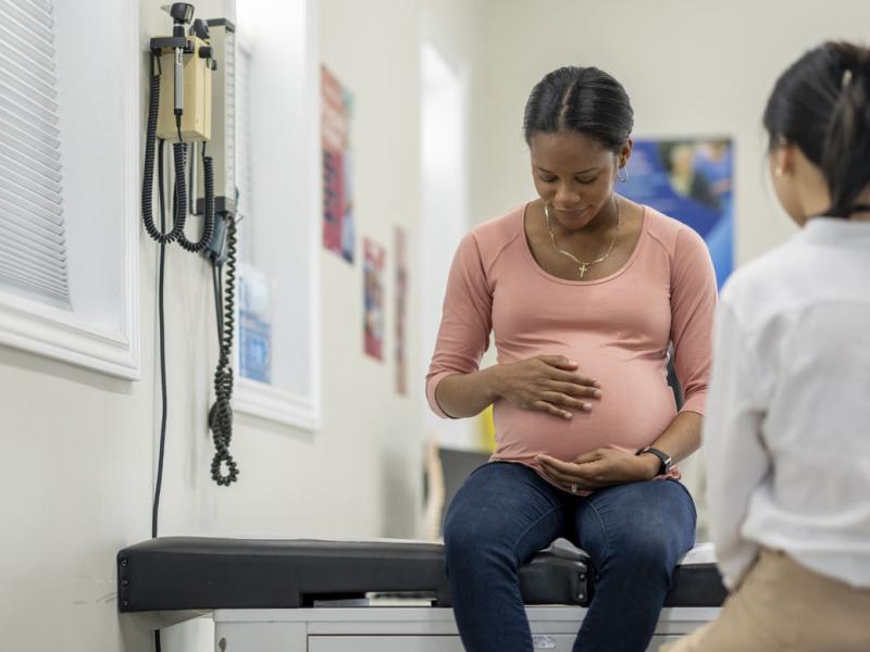 Pregnant patient at a doctor's appointment