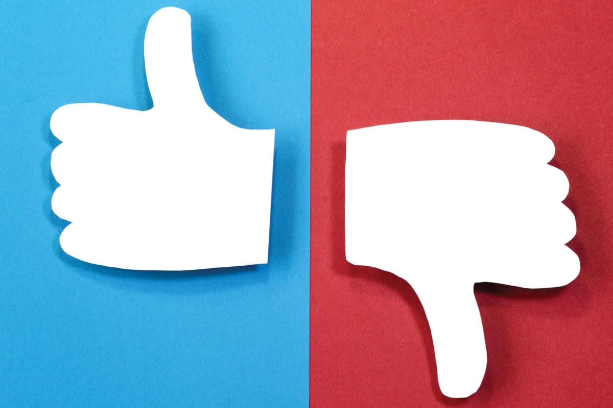 Graphic of thumb up and thumb down
