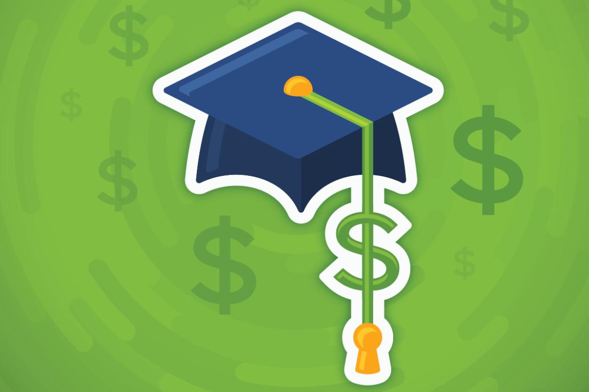 Graduation cap with a dollar-sign tassel