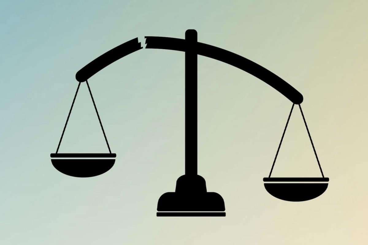 Broken law scales of justice